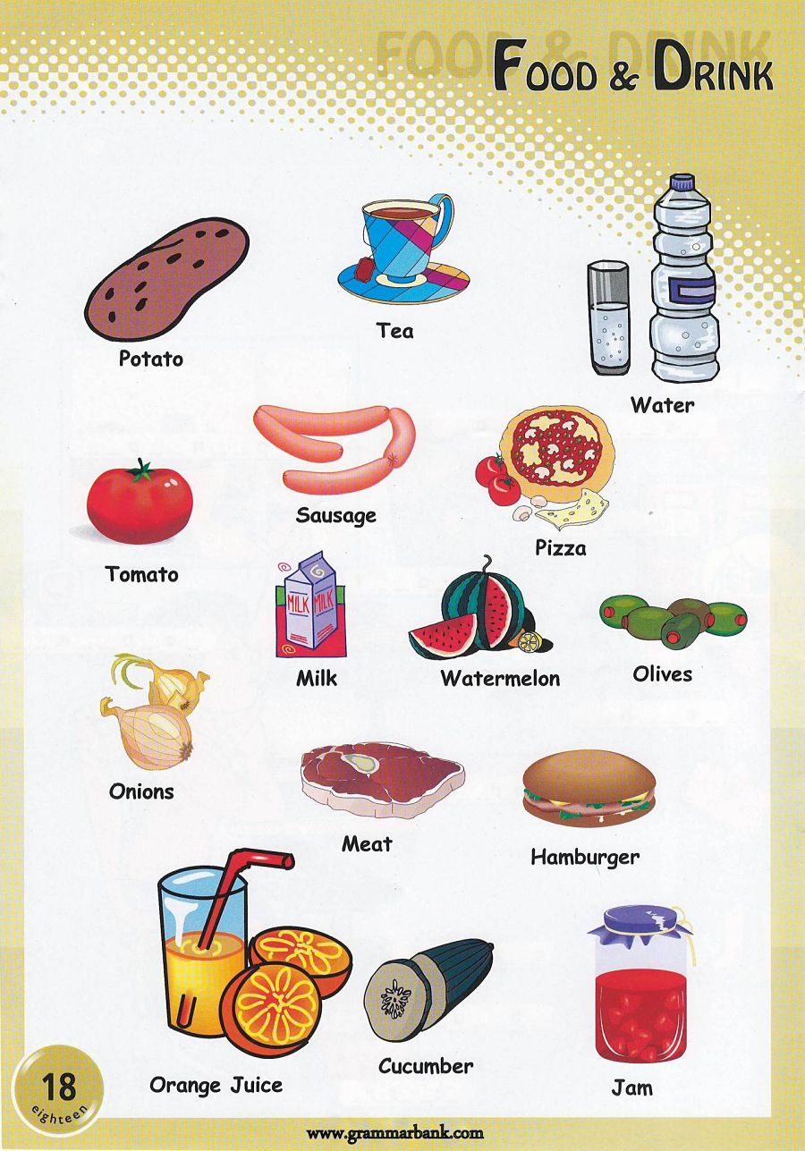 Food and Drinks Picture Vocabulary GrammarBank