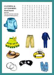 Clothing and Accessories WordSearch For Kids