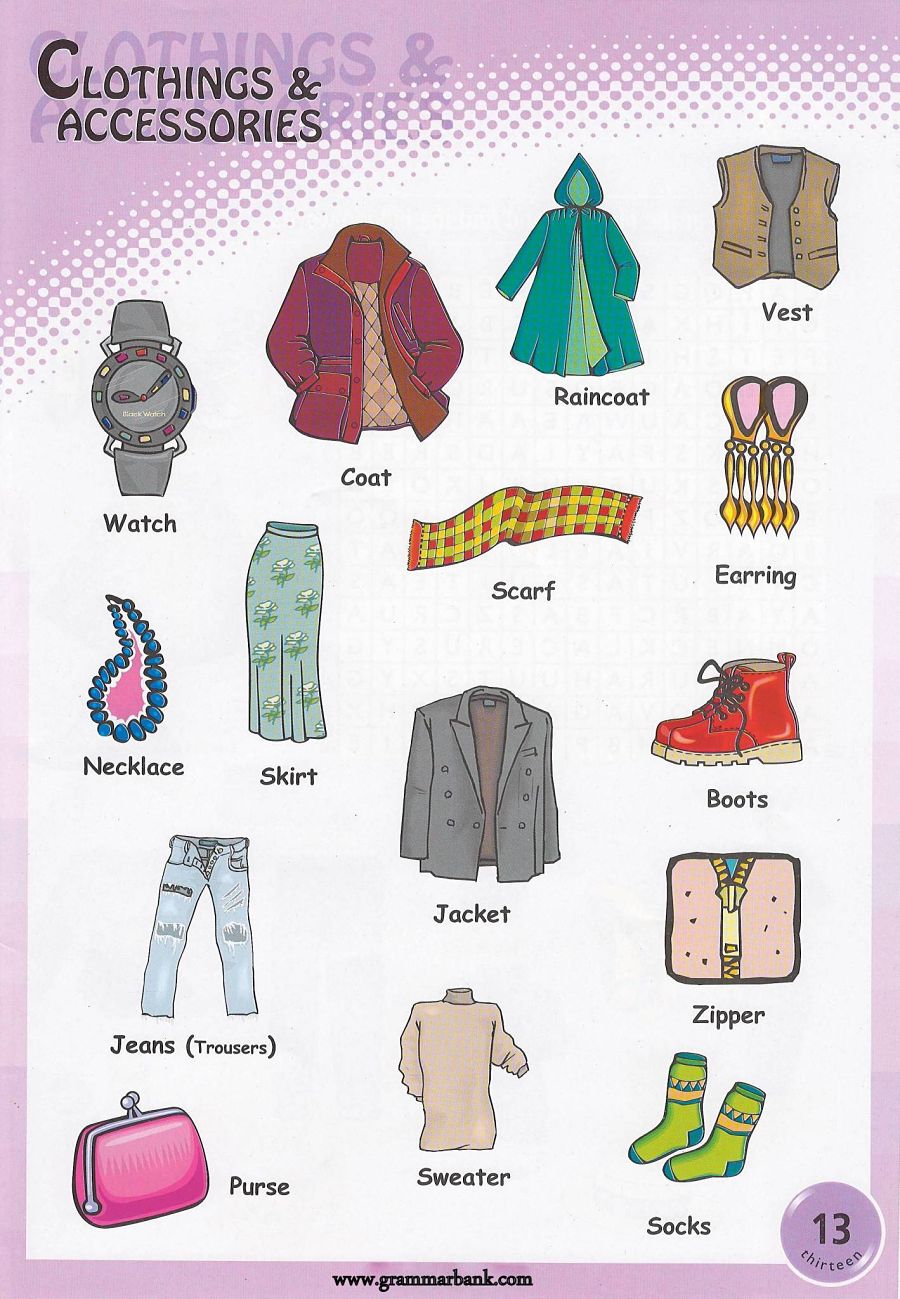 Clothing and Accessories Pictionary - GrammarBank