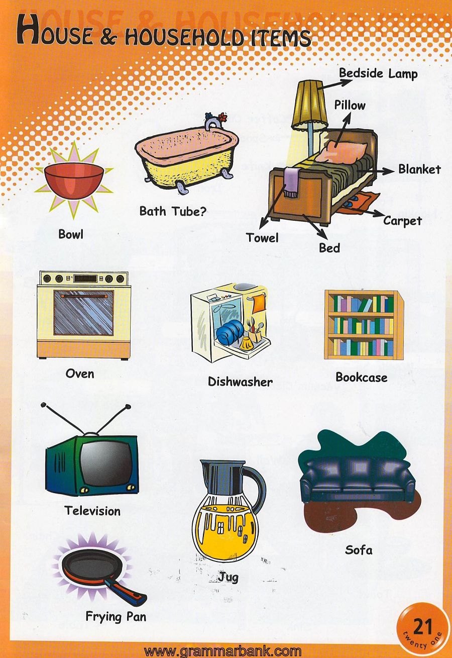 English Vocabulary - 100 HOUSEHOLD ITEMS 